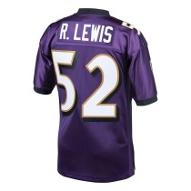 Men's Baltimore Ravens 2000 Ray Lewis Number 52 Mitchell & Ness Purple Authentic Throwback Retired Player Jersey