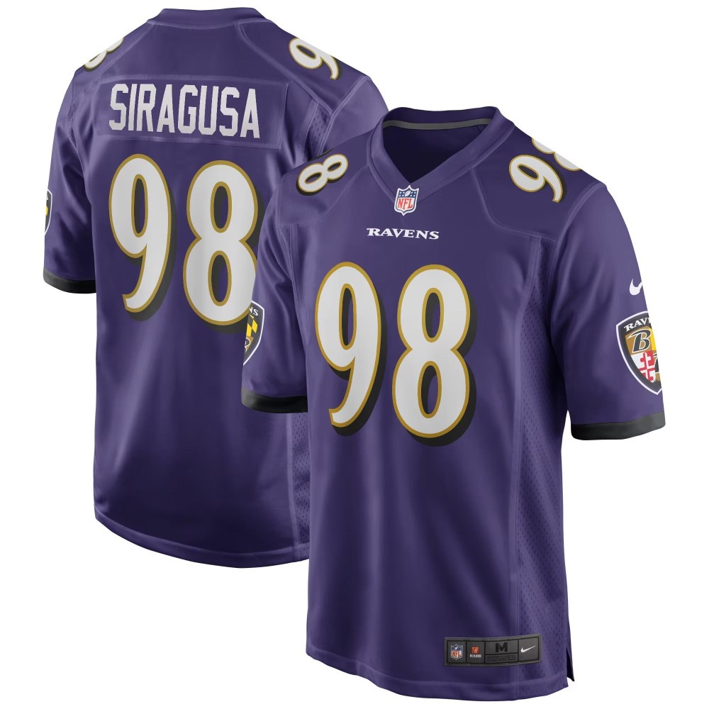 Men's Baltimore Ravens Tony Siragusa Number 98 Nike Purple Game Retired Player Jersey