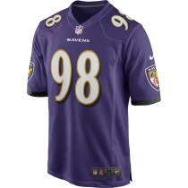 Men's Baltimore Ravens Tony Siragusa Number 98 Nike Purple Game Retired Player Jersey