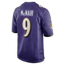 Men's Baltimore Ravens Steve McNair Number 9 Nike Purple Game Retired Player Jersey