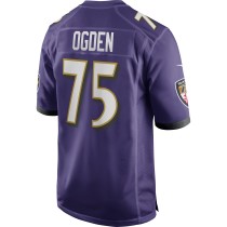 Men's Baltimore Ravens Jonathan Ogden Number 75 Nike Purple Game Retired Player Jersey