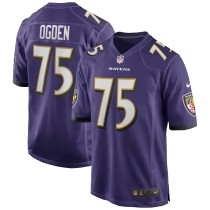 Men's Baltimore Ravens Jonathan Ogden Number 75 Nike Purple Game Retired Player Jersey