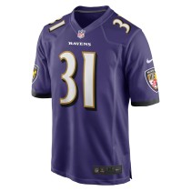 Men's Baltimore Ravens Jamal Lewis Number 31 Nike Purple Game Retired Player Jersey