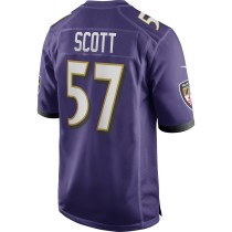 Men's Baltimore Ravens Bart Scott Number 57 Nike Purple Game Retired Player Jersey