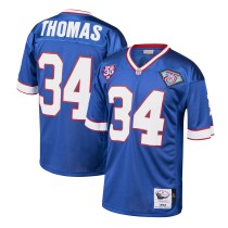 Men's Buffalo Bills 1985 Thurman Thomas Number 34 Mitchell & Ness Royal Authentic Throwback Retired Player Jersey