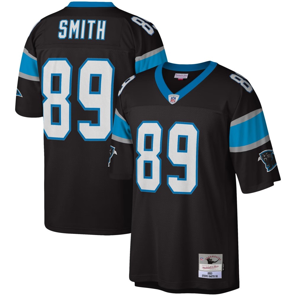 Men's Carolina Panthers Steve Smith Number 89 Mitchell & Ness Black Legacy Replica Jersey