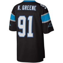 Men's Carolina Panthers Kevin Greene Number 91 Mitchell & Ness Black Legacy Replica Jersey