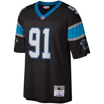 Men's Carolina Panthers Kevin Greene Number 91 Mitchell & Ness Black Legacy Replica Jersey