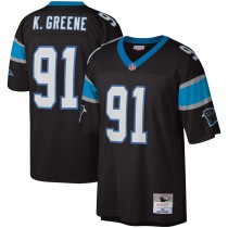 Men's Carolina Panthers Kevin Greene Number 91 Mitchell & Ness Black Legacy Replica Jersey