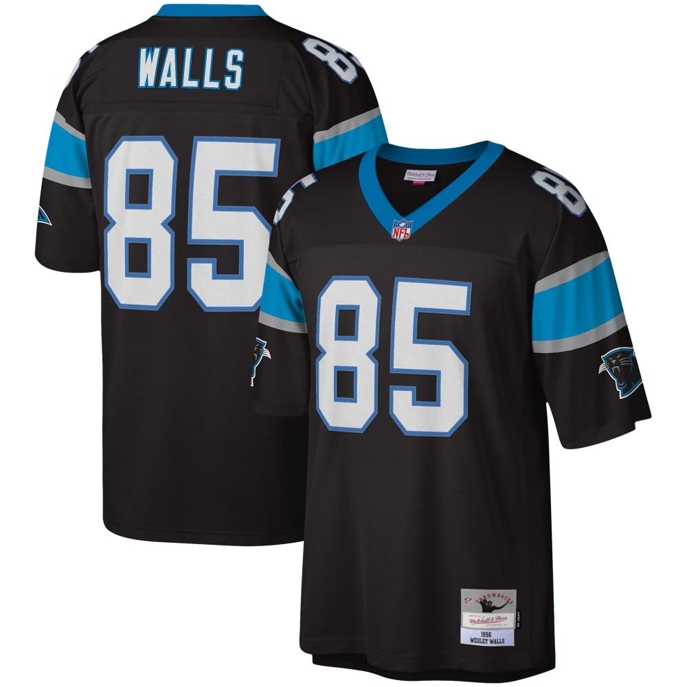 Men's Carolina Panthers Wesley Walls Number 85 Mitchell & Ness Black Legacy Replica Jersey