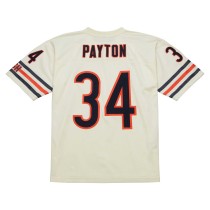 Men's Chicago Bears Walter Payton Number 34 Mitchell & Ness Cream Chainstitch Legacy Jersey