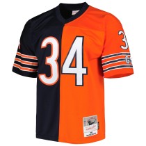 Men's Chicago Bears Walter Payton Number 34 Mitchell & Ness Navy/Orange 1985 Split Legacy Replica Jersey