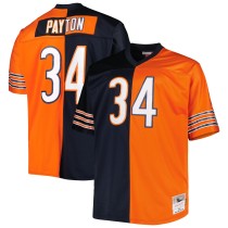 Men's Chicago Bears Walter Payton Number 34 Mitchell & Ness Navy/Orange Big & Tall Split Legacy Retired Player Replica Jersey