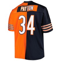 Men's Chicago Bears Walter Payton Number 34 Mitchell & Ness Navy/Orange Big & Tall Split Legacy Retired Player Replica Jersey