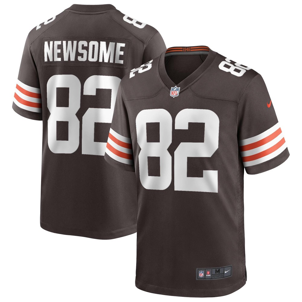 Men's Cleveland Browns Ozzie Newsome Number 82 Nike Brown Game Retired Player Jersey