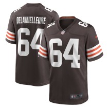 Men's Cleveland Browns Joe DeLamielleure Number 64 Nike Brown Game Retired Player Jersey