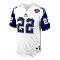 Men's Dallas Cowboys 1996 Emmitt Smith Number 22 Mitchell & Ness White Authentic Throwback Retired Player Jersey