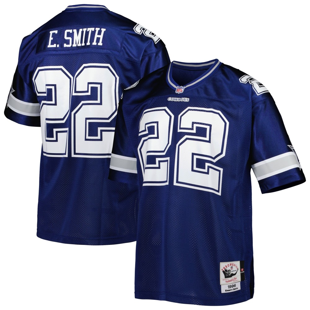 Men's Dallas Cowboys 1996 Emmitt Smith Number 22 Mitchell & Ness Navy Authentic Throwback Retired Player Jersey