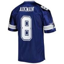 Men's Dallas Cowboys 1996 Troy Aikman Number 8 Mitchell & Ness Navy Authentic Throwback Retired Player Jersey