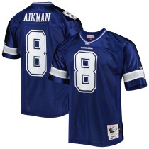 Men's Dallas Cowboys 1996 Troy Aikman Number 8 Mitchell & Ness Navy Authentic Throwback Retired Player Jersey