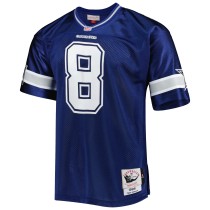 Men's Dallas Cowboys 1996 Troy Aikman Number 8 Mitchell & Ness Navy Authentic Throwback Retired Player Jersey