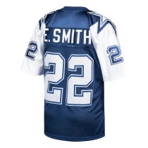 Men's Dallas Cowboys 1995 Emmitt Smith Number 22 Mitchell & Ness Navy Authentic Throwback Retired Player Jersey