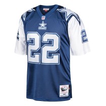 Men's Dallas Cowboys 1995 Emmitt Smith Number 22 Mitchell & Ness Navy Authentic Throwback Retired Player Jersey