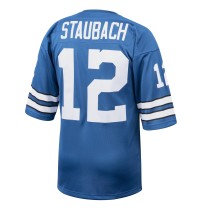 Men's Dallas Cowboys 1971 Roger Staubach Number 12 Mitchell & Ness Royal Authentic Throwback Retired Player Jersey