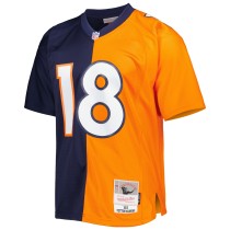 Men's Denver Broncos Peyton Manning Number 18 Mitchell & Ness Navy/Orange 2015 Split Legacy Replica Jersey