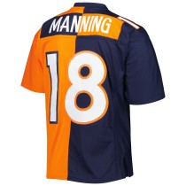 Men's Denver Broncos Peyton Manning Number 18 Mitchell & Ness Navy/Orange 2015 Split Legacy Replica Jersey