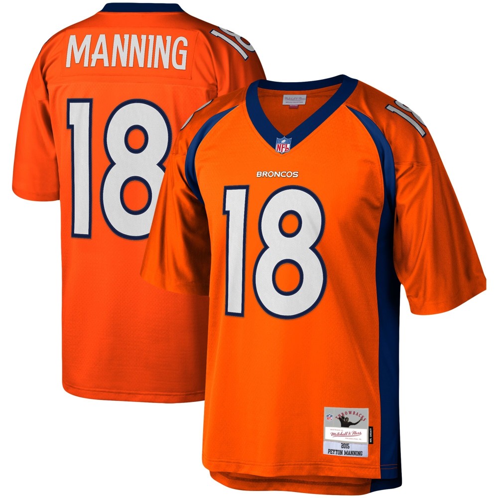 Men's Denver Broncos Peyton Manning Number 18 Mitchell & Ness Orange Legacy Replica Jersey