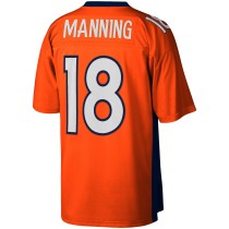 Men's Denver Broncos Peyton Manning Number 18 Mitchell & Ness Orange Legacy Replica Jersey