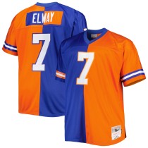 Men's Denver Broncos John Elway Number 7 Mitchell & Ness Royal/Orange Big & Tall Split Legacy Retired Player Replica Jersey