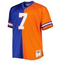 Men's Denver Broncos John Elway Number 7 Mitchell & Ness Royal/Orange Big & Tall Split Legacy Retired Player Replica Jersey