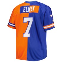 Men's Denver Broncos John Elway Number 7 Mitchell & Ness Royal/Orange Big & Tall Split Legacy Retired Player Replica Jersey