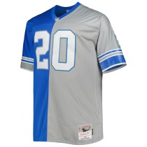 Men's Detroit Lions Barry Sanders Number 20 Mitchell & Ness Blue/Silver Big & Tall Split Legacy Retired Player Replica Jersey