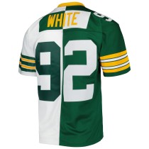 Men's Green Bay Packers Reggie White Number 92 Mitchell & Ness Green/White 1996 Split Legacy Replica Jersey