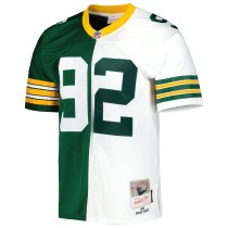 Men's Green Bay Packers Reggie White Number 92 Mitchell & Ness Green/White 1996 Split Legacy Replica Jersey