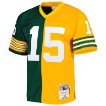 Men's Green Bay Packers Bart Starr Number 15 Mitchell & Ness Green/Gold 1969 Split Legacy Replica Jersey