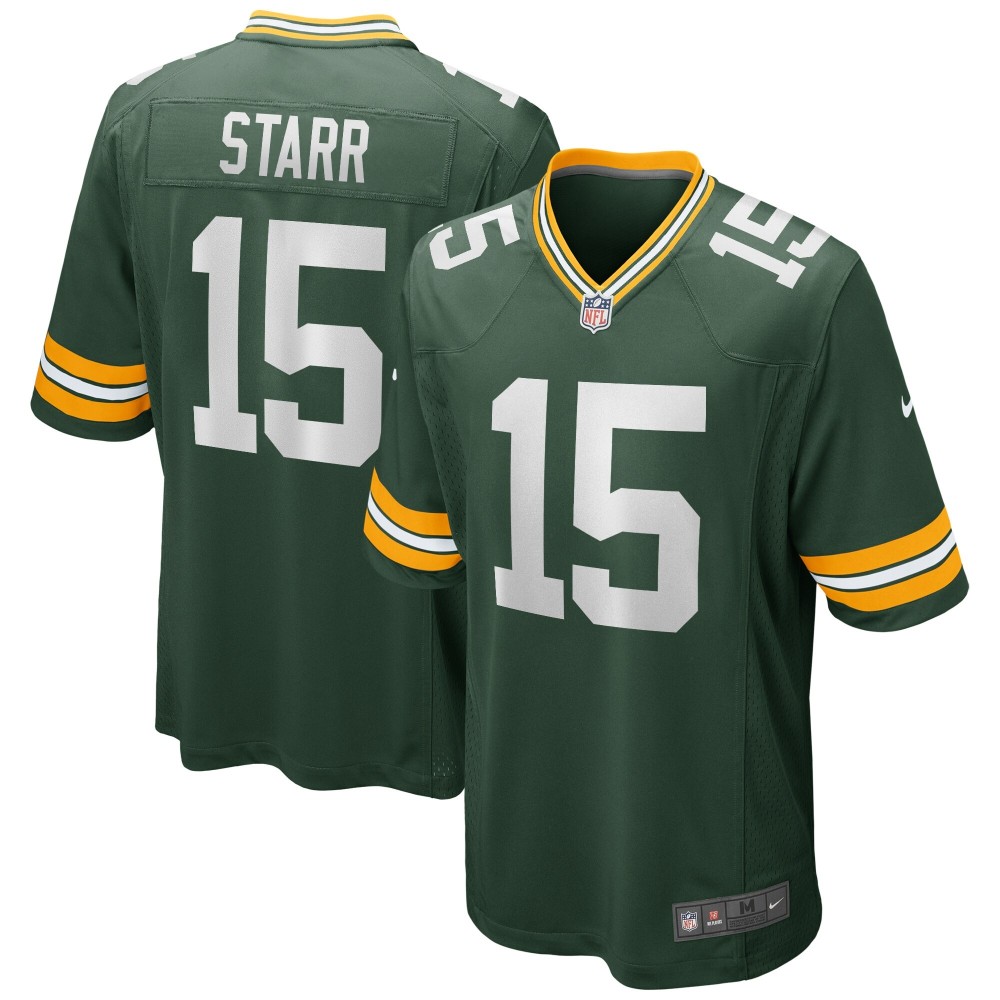 Men's Green Bay Packers Bart Starr Number 15 Nike Green Game Retired Player Jersey