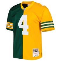 Men's Green Bay Packers Brett Favre Number 4 Mitchell & Ness Green/Gold 1996 Split Legacy Replica Jersey