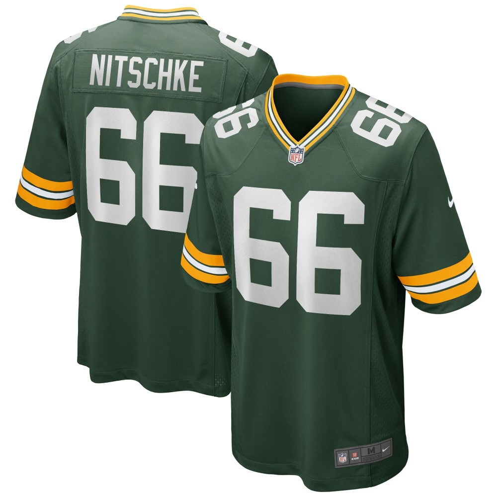 Men's Green Bay Packers Ray Nitschke Number 66 Nike Green Game Retired Player Jersey